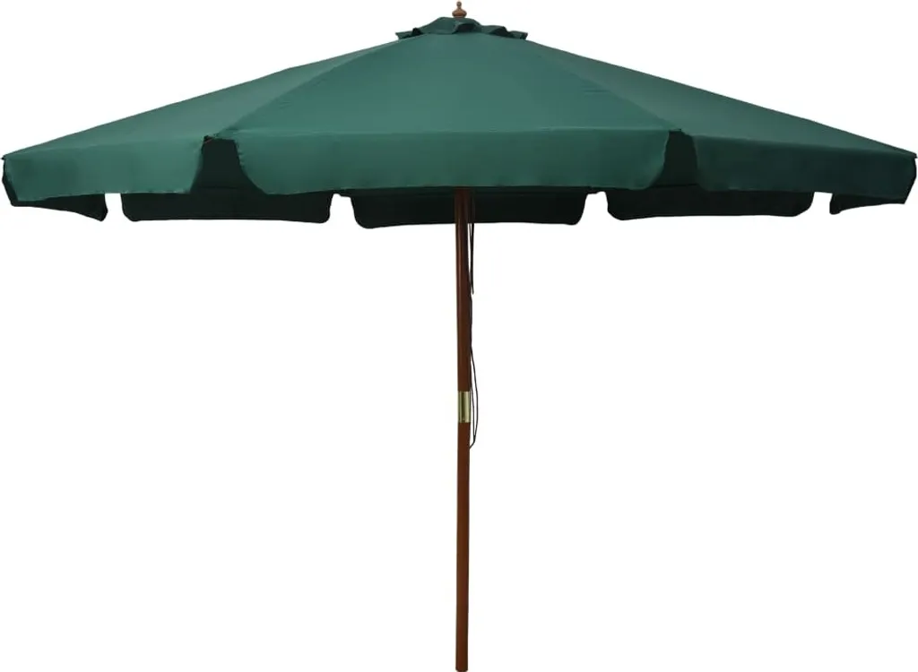 Grand parasol de terrasse rond 330cm mât bois vert pour jardin et balcon