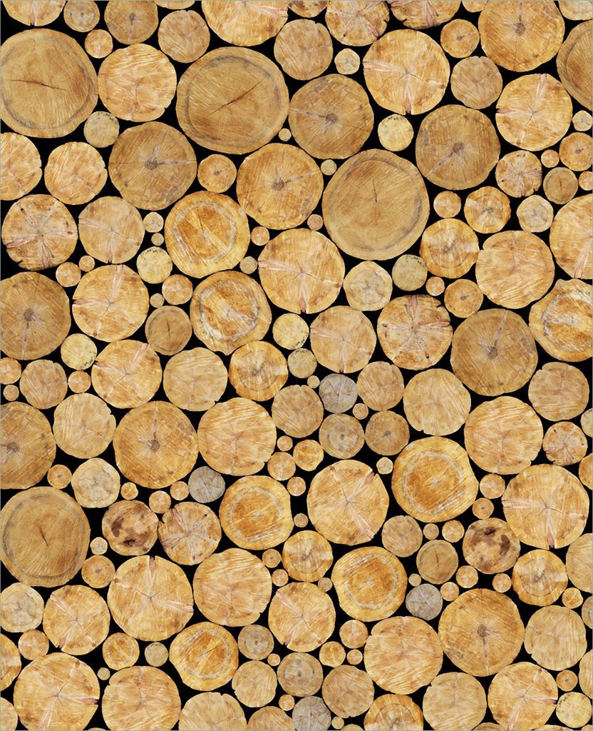 Wallario Magnet für Kühlschrank / Geschirrspüler, magnetisch haftende Folie - 60 x 80 cm, Motiv: Holzstapel rund