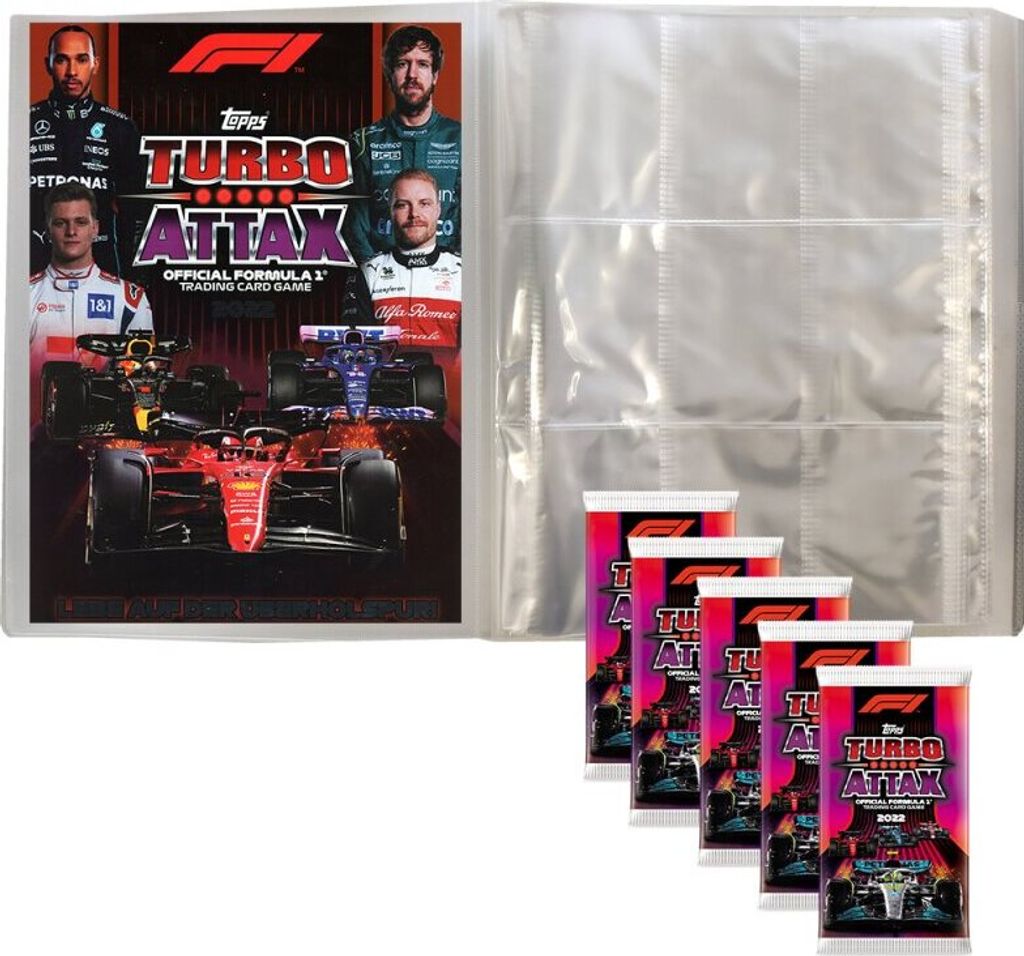 Topps - Turbo Attax Formel 1 2022 - 1 Leere Sammelmappe + 5 Booster