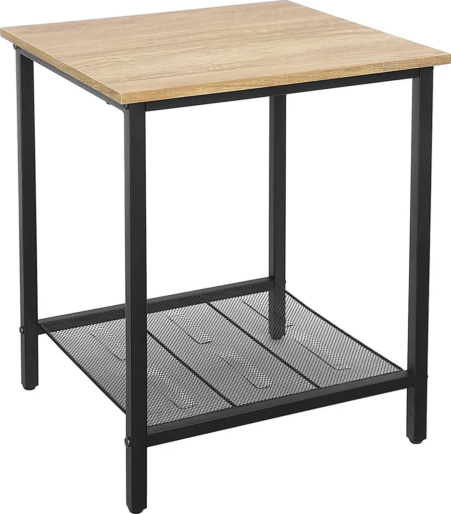 Table d'appoint robuste bois miel et cadre noir mat - Finition de qualité