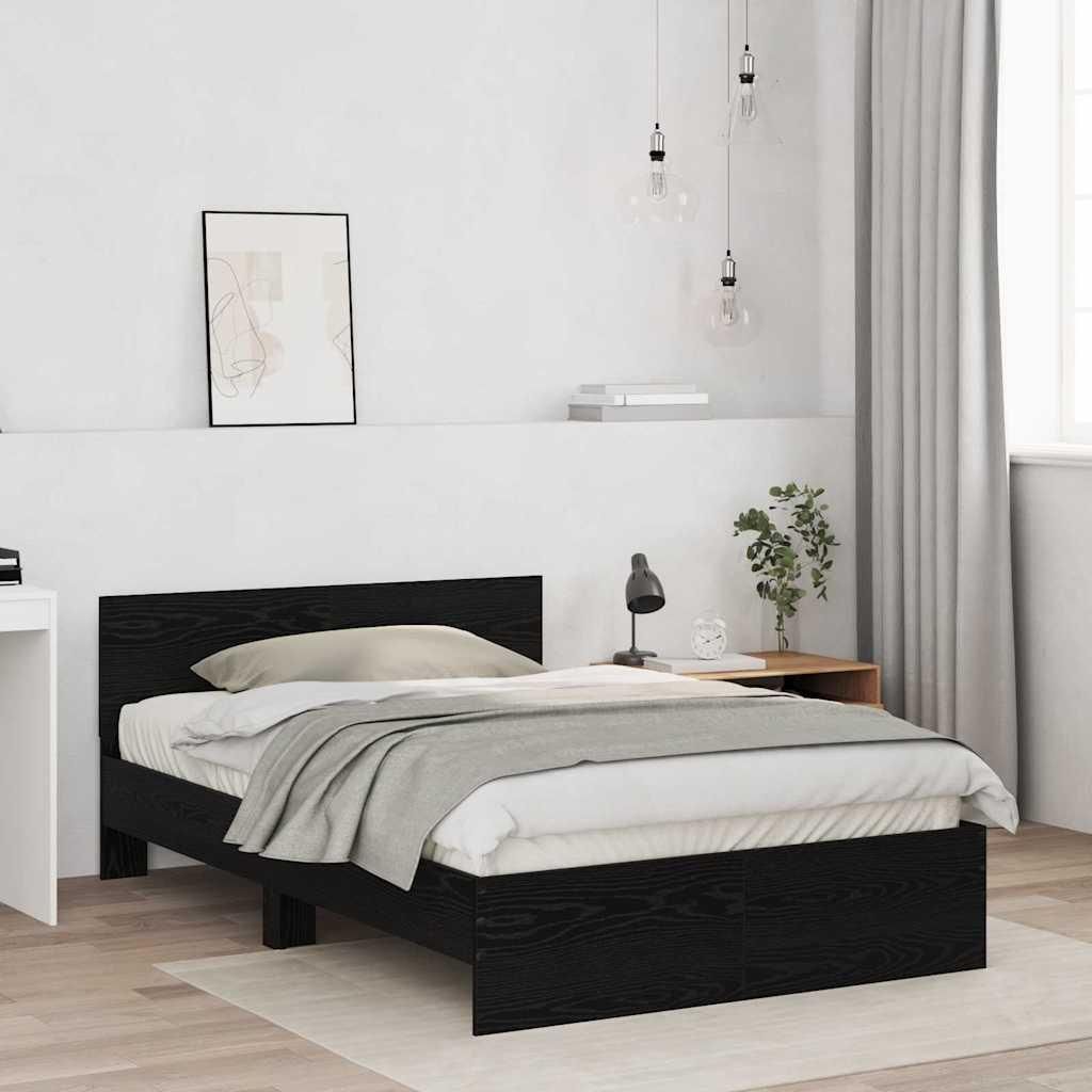 "im Sonderangebot"Bettrahmen - CLORIS - Doppelbett - Robust und langlebig - Schwarz Eichen-Optik 193 x 125 x 70 cm - Einfache Montage - Holzwerksto...