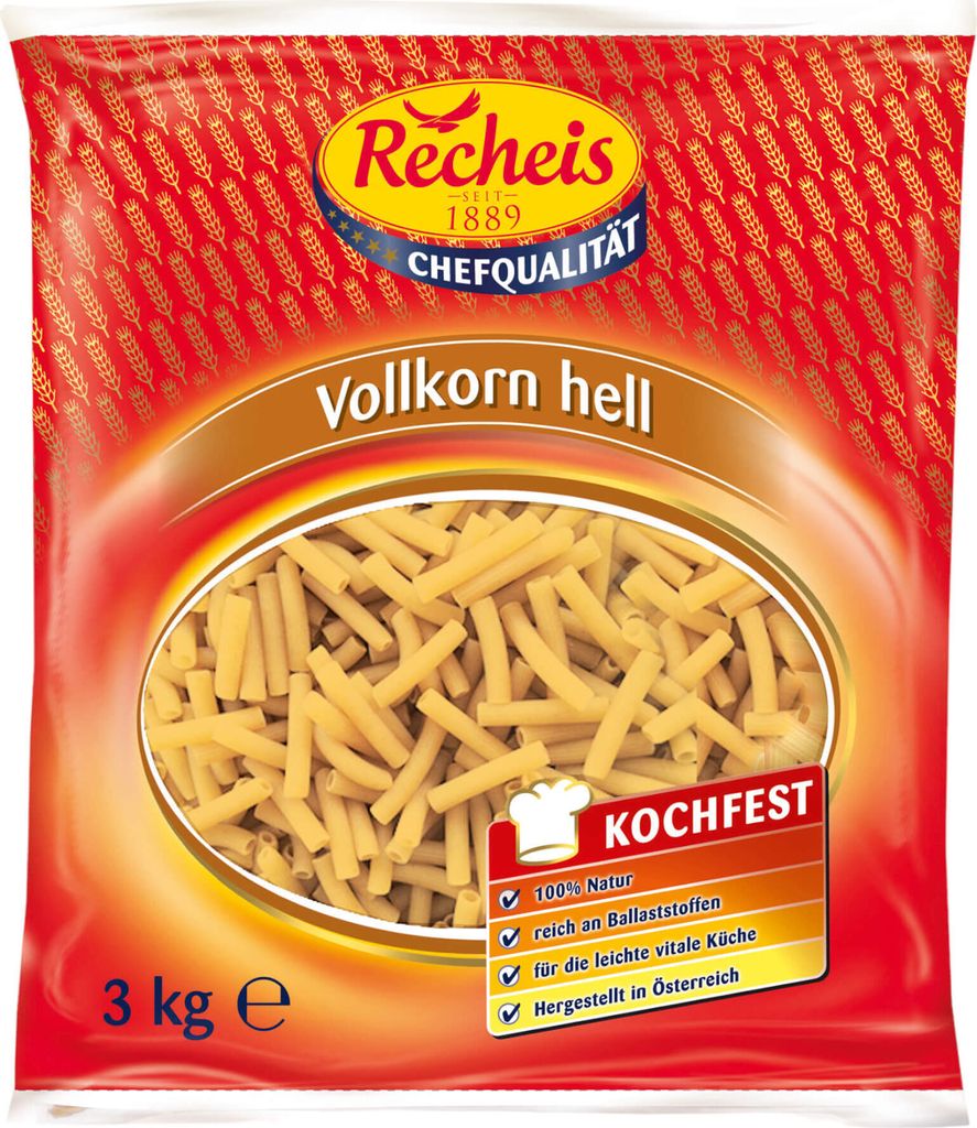 Recheis Vollkornpasta hell Makkaroni 3000g Produktbild 