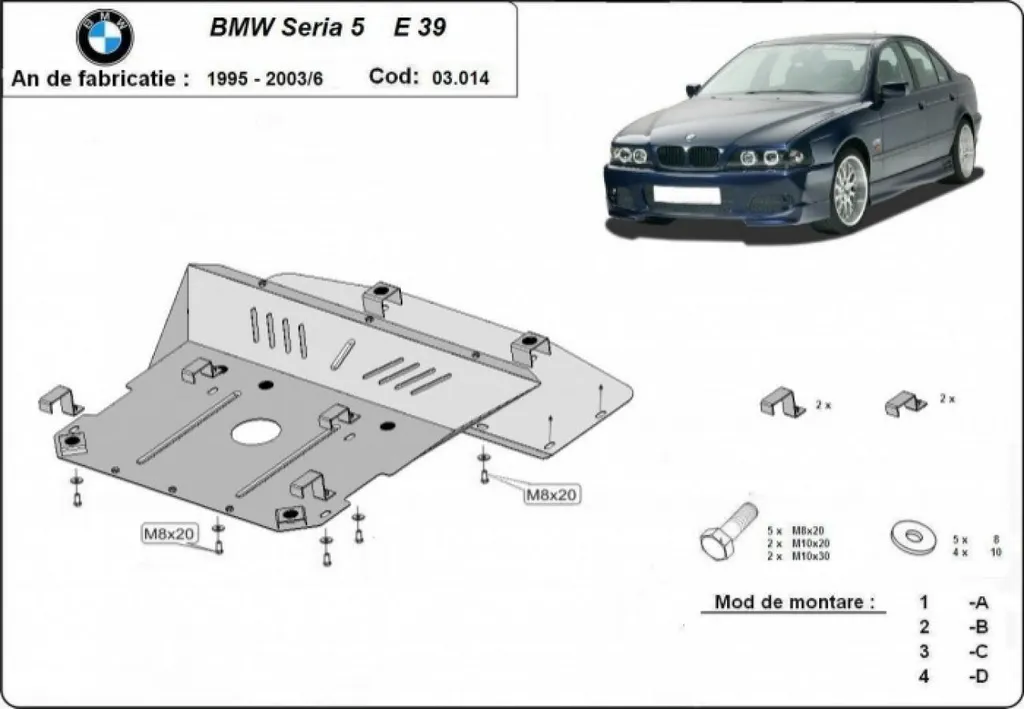 Protégez votre carter BMW E39 avec ce blindage moteur acier robuste