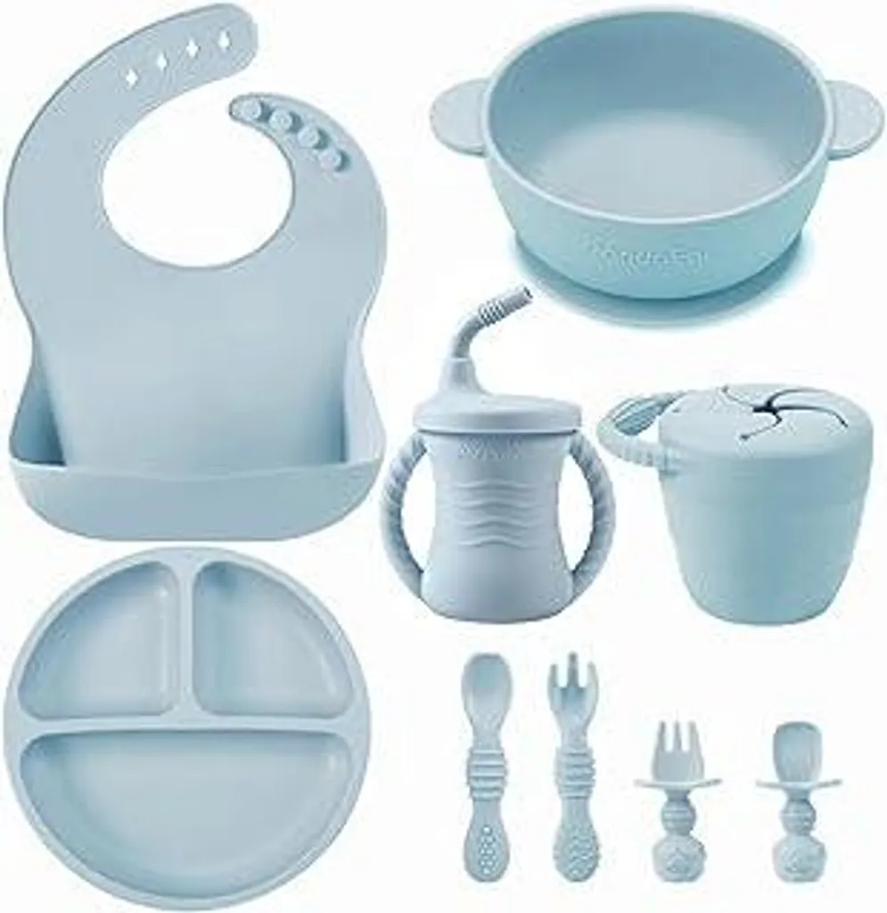 Set Pappa PandaEar 9 Pezzi Silicone: Addio Sprecchi e Piatti Volanti