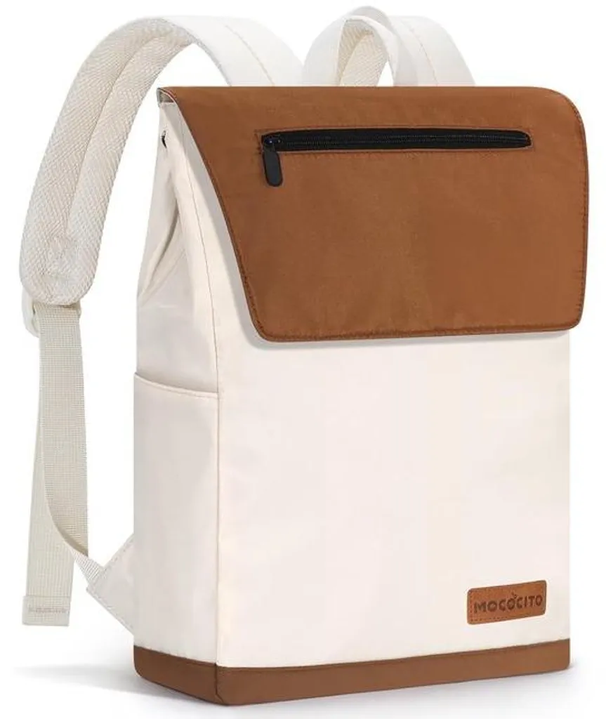 Sac à dos ordinateur 15.6 pouces femme élégant beige et marron chic