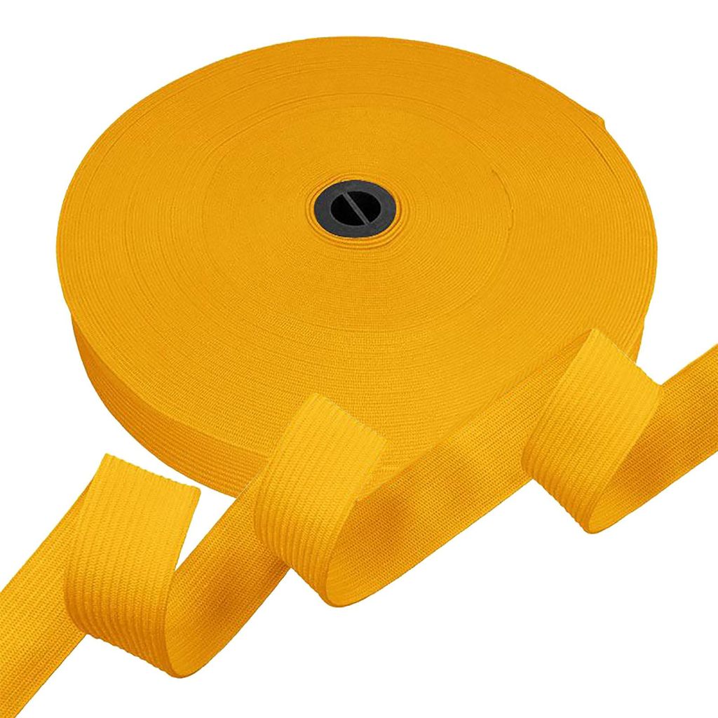 25m Gummiband Gummilitze 20mm flach gestrickt Stretch Elastisch gelb