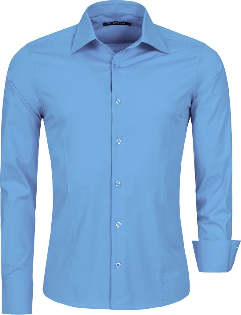 Red Bridge Herren Basic Design Slim Fit Langarm Hemd Blau 3XL