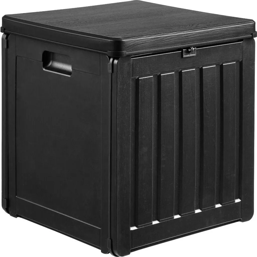 Coffre de Rangement de Jardin 76L Sola Noir en Résine pour Petit Balcon