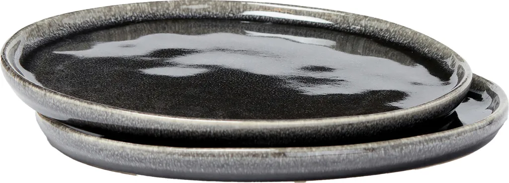Assiettes durables anti-rayures en faïence noire pour le quotidien