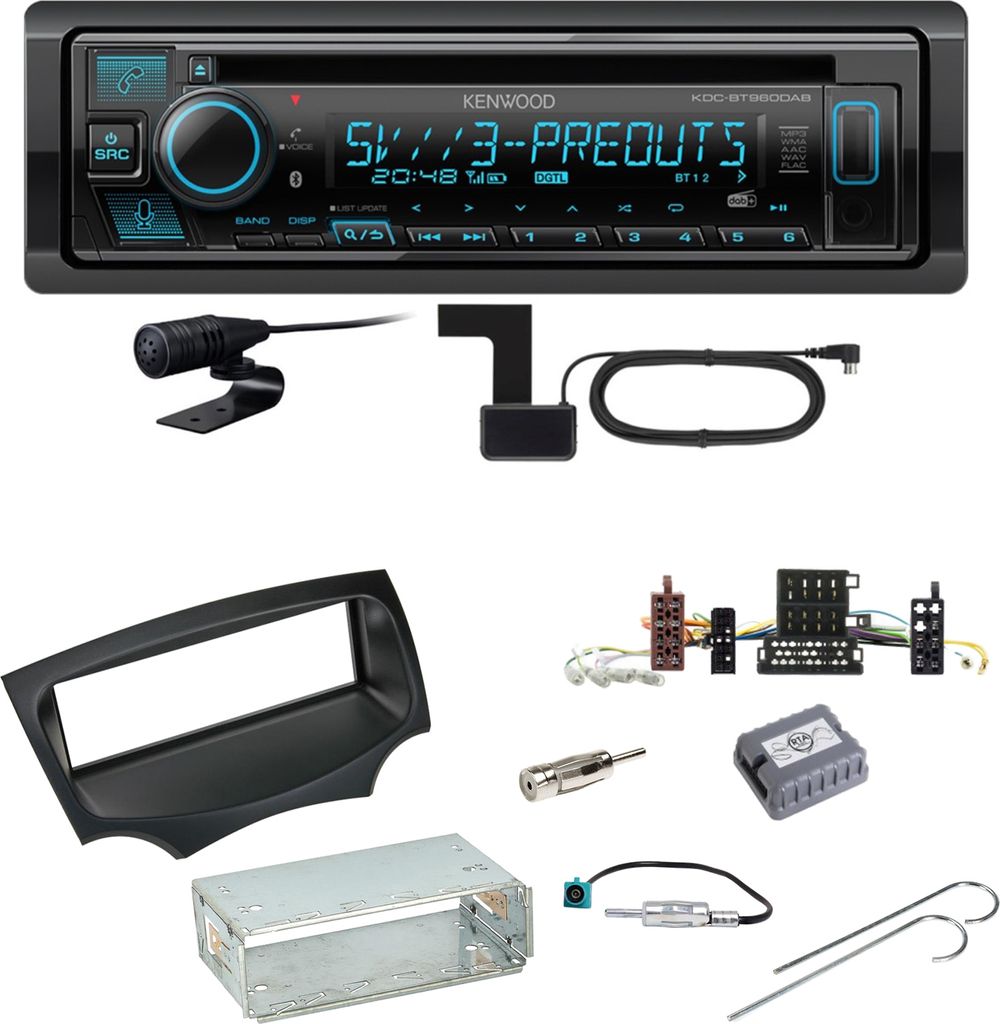 Kenwood KDC-BT960DAB Bluetooth Digitalradio USB CD Einbauset für Ford KA RU8