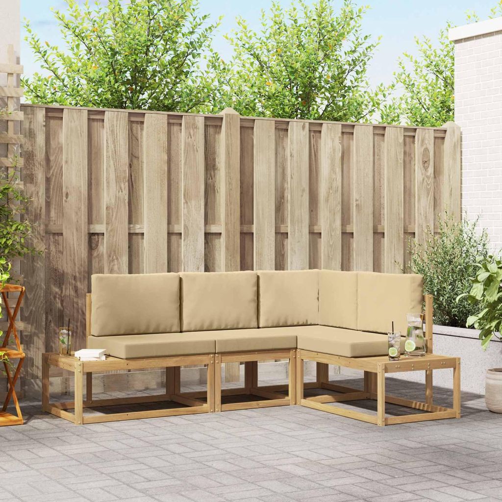 Möbel Outdoor-Sofagarnitur 3 Stück Weiß und Beige PolyesterGartenstühle - Gartenstühle c3271