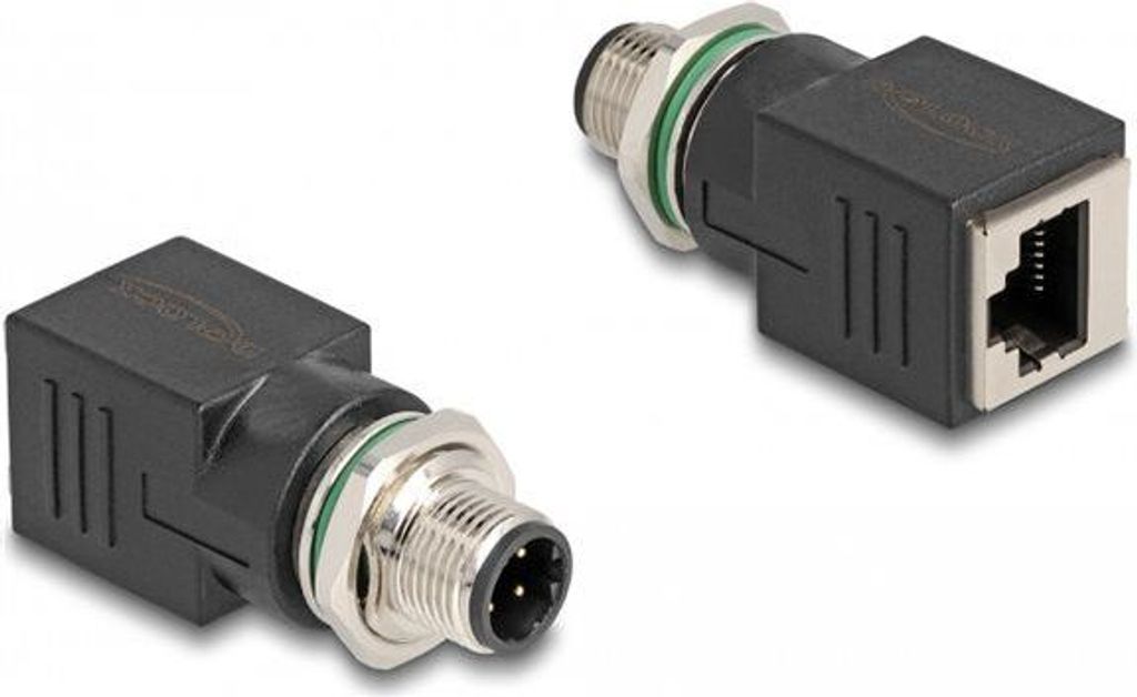 DELOCK M12 Adapter D-kodiert 4Pin Stecker zu RJ45 Buchse