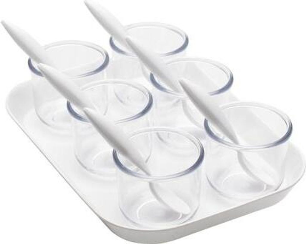 Rosiges Servierset mit Tablett, Dessertformen und Dessertlöffeln, Weiß/Transparent - Zak! Designs
