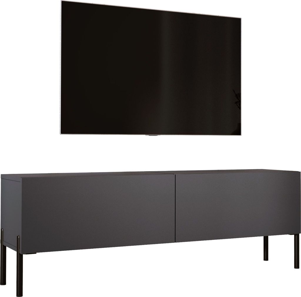 Mobile TV in antracite con gambe in nero, 140 x 52 x 32 cm Immagine del prodotto 