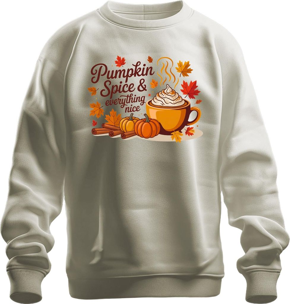 Pumpkin Spice Latte Kürbis Zimt Herbst Kaffee gemütlich Blätter Uni Sweatshirt Pullover, Natur, M