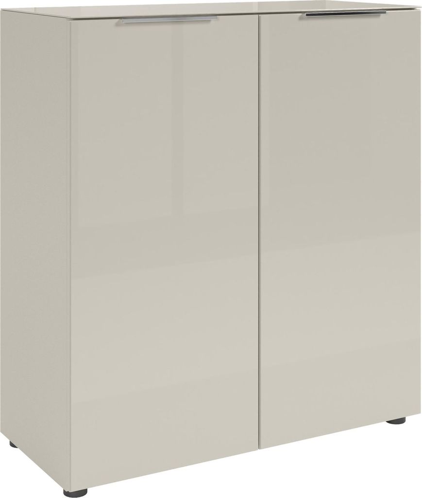 Kommode >Santorin< Glasfronten, in Kaschmir - 90x99x40cm (BxHxT)