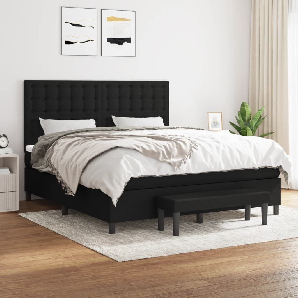 Maison Exclusive - Boxspringbett mit Matratze Schwarz 180x200 cm Stoff
