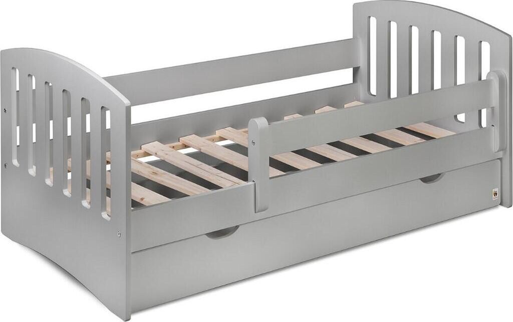 FURNLUX Kinder Einzelbett Lux Hellgrau 80x160cm / Hauptfarbe: Grau / Abmessungen: 90 x 70 x 163 cm