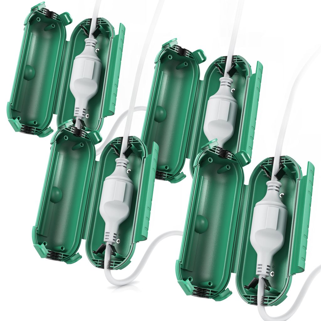 Brandson Kabelbox, Kabelmanagement Box, Kabel Schutzbox für Verlängerungskabel, 4er Set, 210mm x 85 mm, Outdoor, IP44, grün