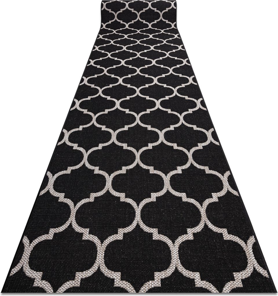 Läufer SIZAL FLOORLUX Modell 20608 Marokkanisches Spalier, Trellis schwarz / silber 100 cm Schwarz 100x420 cm