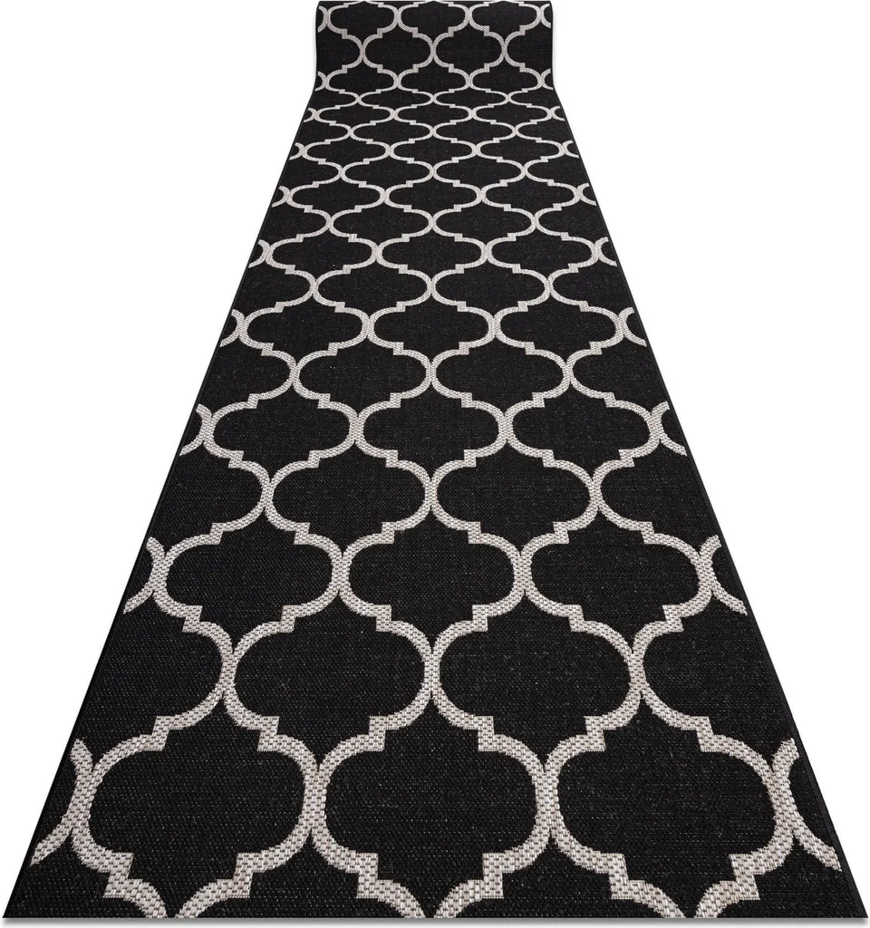 Tapis Sisal robuste 70x190 motif Grille noire et argent - FLOORLUX chic