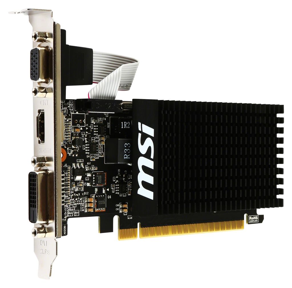 MSI GT 710 2GD3H LP, GeForce GT 710, 2 GB, GDDR3, 64-bit, Productafbeelding 