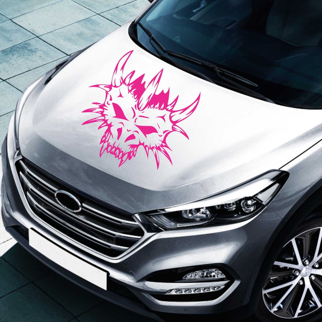 Aufkleber - Autoaufkleber "Monster Skull" 50cm x 48cm pink - Tuning Carystyling Heckscheibe Auto