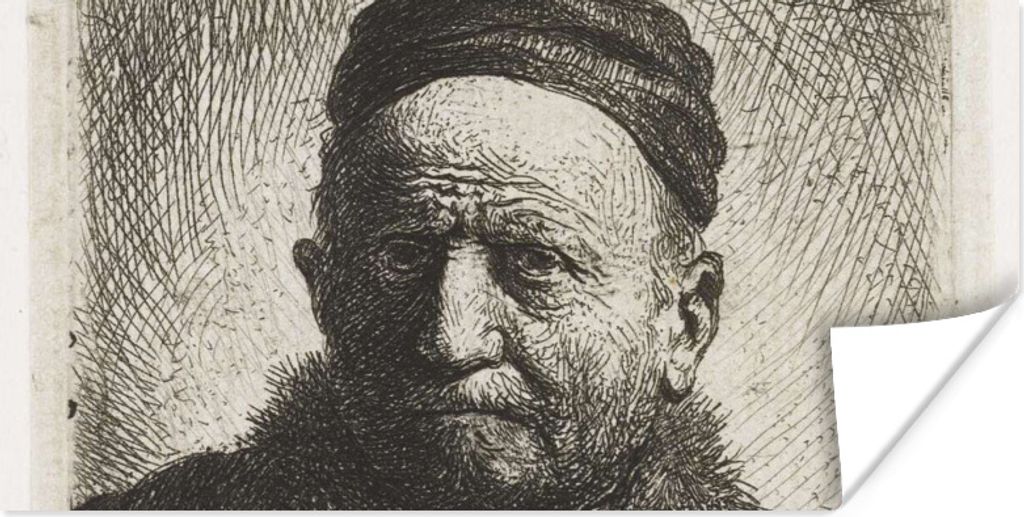 Poster - Der Mann mit der Kalotte - Rembrandt van Rijn - 160x80 cm