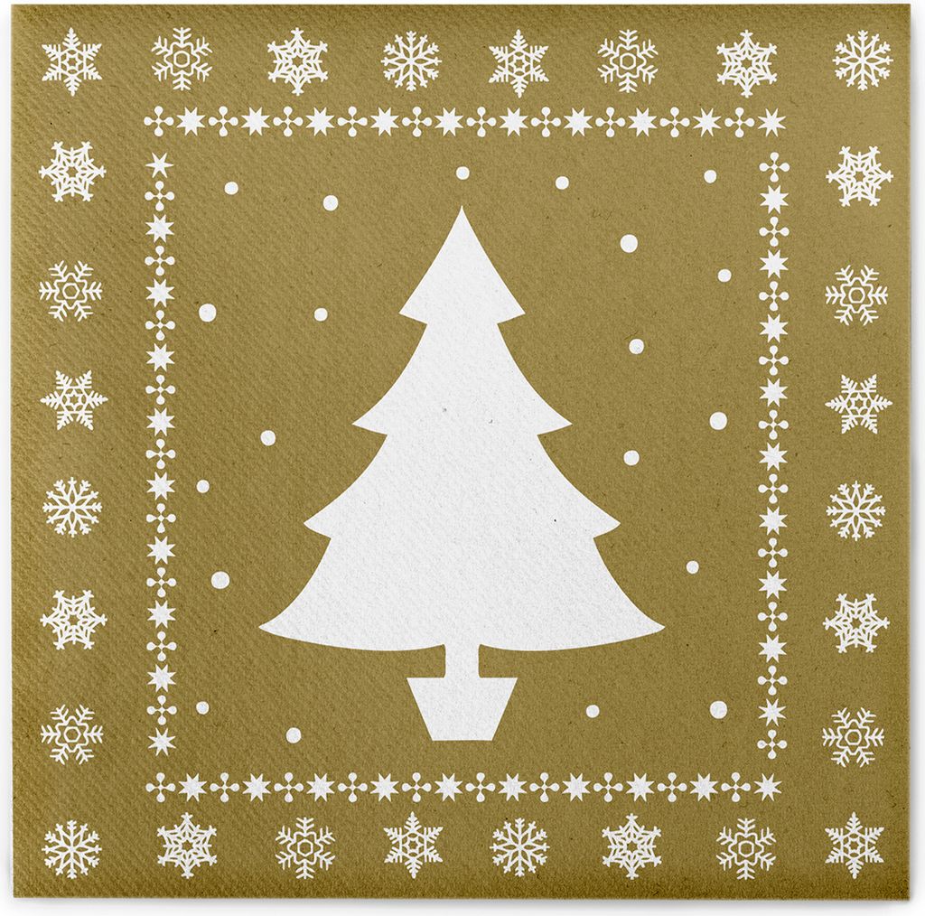 Sovie HOME Weihnachtsserviette White Tree in Gold aus Produktbild 
