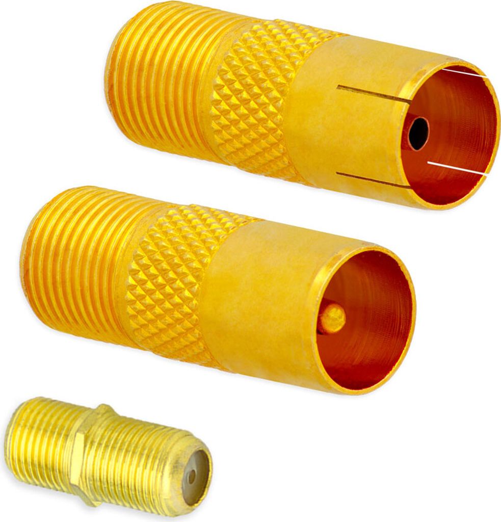 1x Antennenstecker + 1x Antennebuchse > F-Buchse + 1x F-Doppelbuchse Set TV Koaxial Antenne