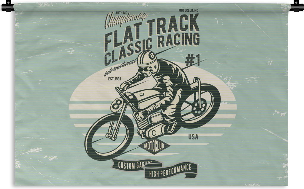 MuchoWow Wandteppich Wandbehang Motorrad - Retro - Zitat 60x40 cm Tapisserie Dekoration Wandtuch - Wanddekorationen