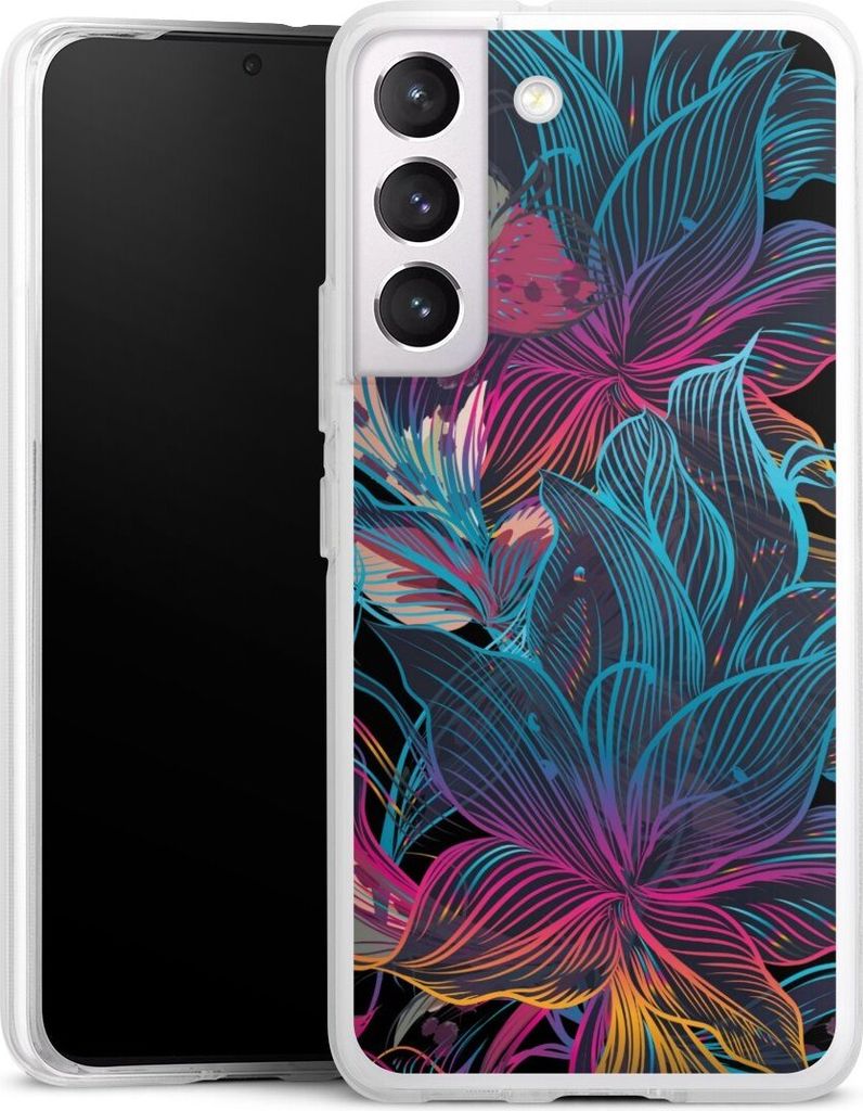 DeinDesign Handyhülle für Samsung Galaxy S22 Silikon Hülle Case Smartphone Schutzhülle Blumen Neon bunt