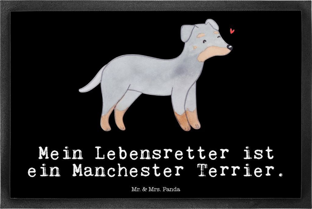 Mr. & Mrs. Panda Schmutzfangmatte Manchester Terrier Lebensretter 40 x 60 cm - Schwarz - Geschenk, Fußabtreter, Schuhabstreifer, Schmutzmatte, Sau...