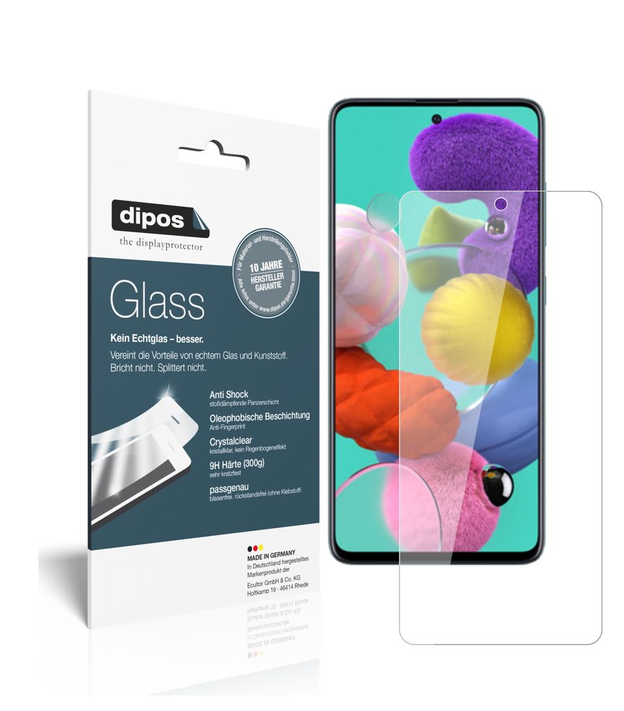 1x Schutzfolie für Samsung Galaxy A51 5G - Anti-Shock 9H Folie dipos Glass Kunststoffglas