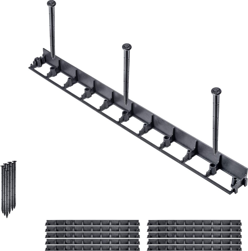 KADAX Rasenkante mit 30 Nägel "Raberg", Beeteinfassung aus Kunststoff mit Click-System, Schwarz, 58 mm, 10 Stück