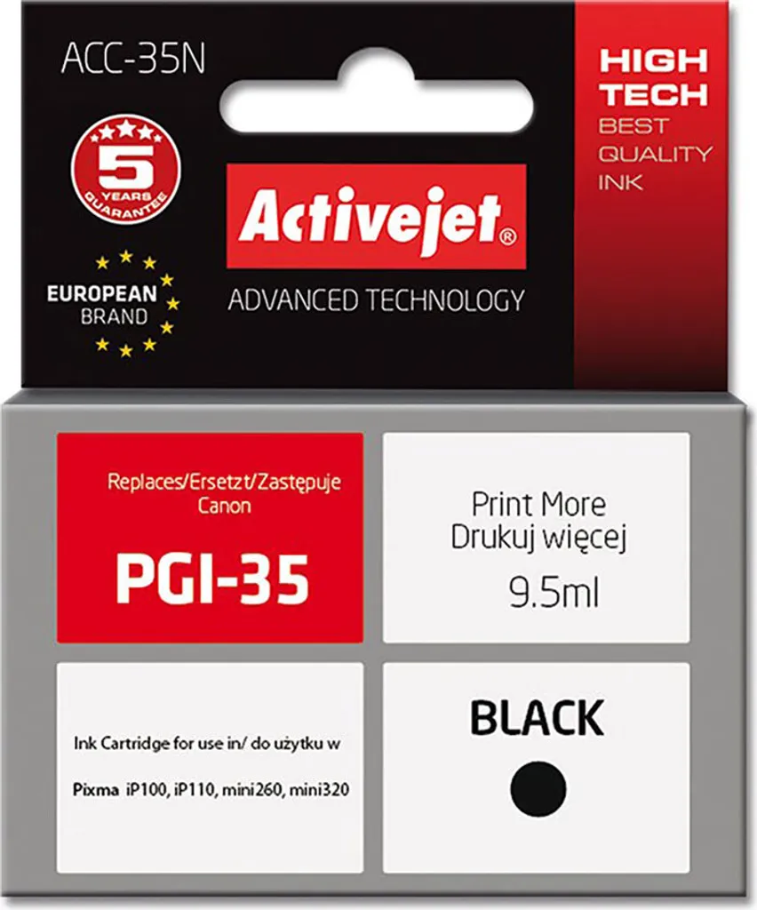 Recensione Tecnica Activejet ACC-35N per Canon PGI-35 - 9.5ml Nero