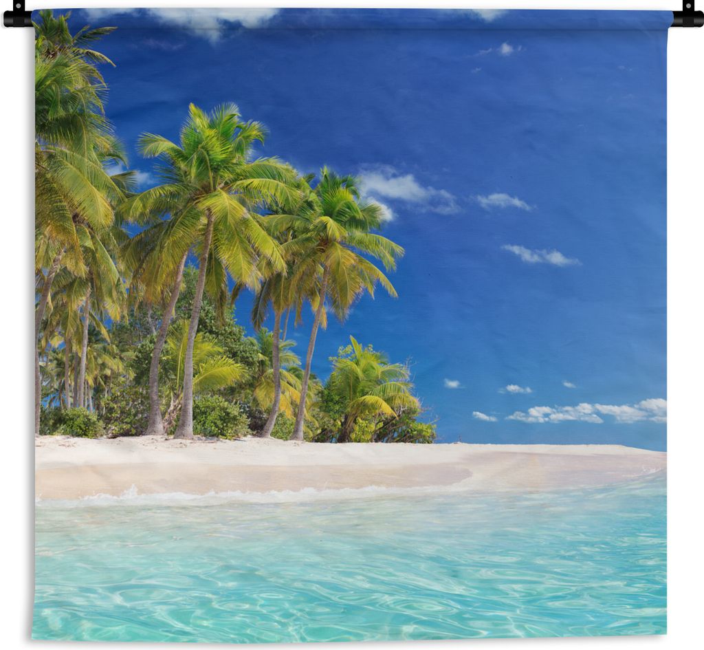MuchoWow Wandteppich Wandbehang Strand - Meer - Palme - Sonne - Sommer 90x90 cm Tapisserie Dekoration Wandtuch - Wandaufhänger