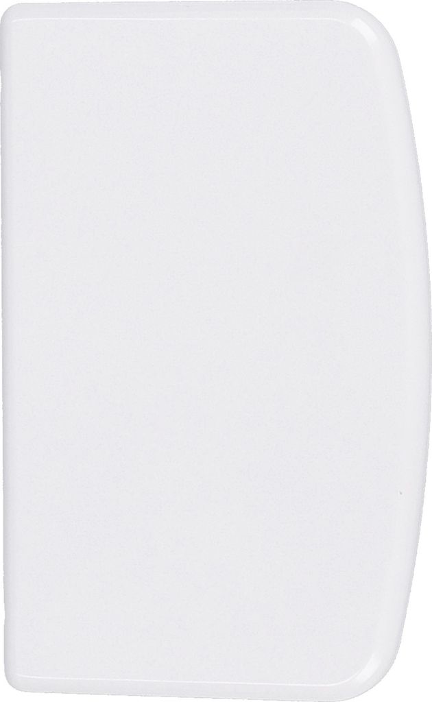 A close-up, side view of a white product.