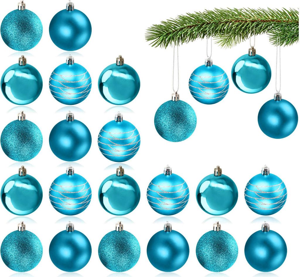com-four 20x Weihnachtskugeln, Christbaumkugeln bruchsicher aus Kunststoff für Weihnachten, Baumschmuck für den Christbaum mit Anhänger, Ø 6 cm