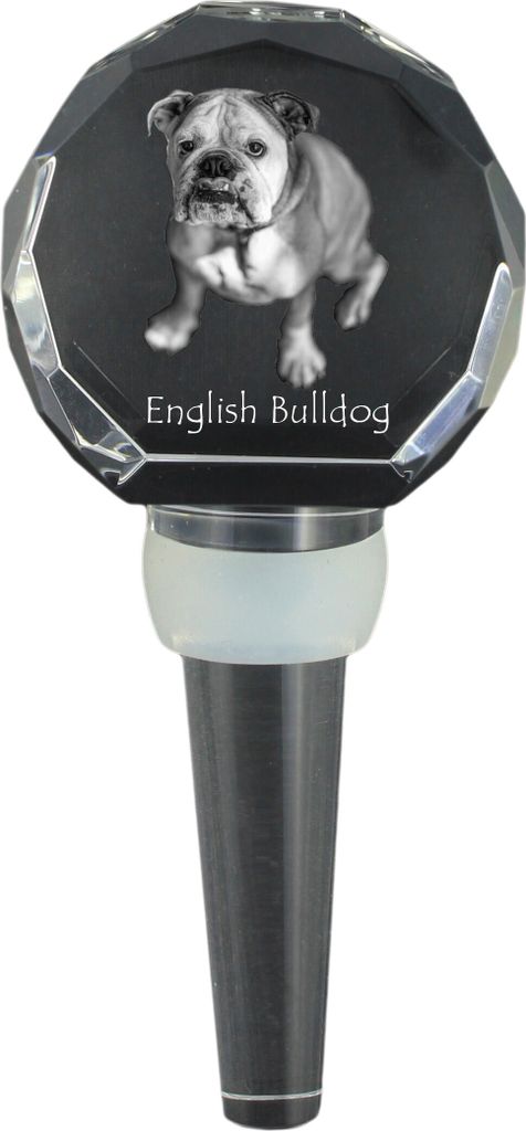 Bulldog, Englische Bulldogge - Kristallflaschenverschluss, einzigartiger Weinverschluss mit Foto, personalisiertes Geschenk für Sommelier der Mark...