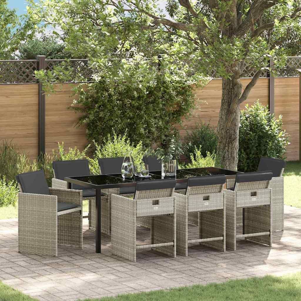 Maison Exclusive - Garten Essgruppe 9 pcs Hellgrau Poly-Rattan