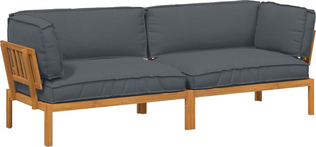 vidaXL Sofa Set mit Kissen Uni 2 pcs Anthrazit Massivholz Akazie