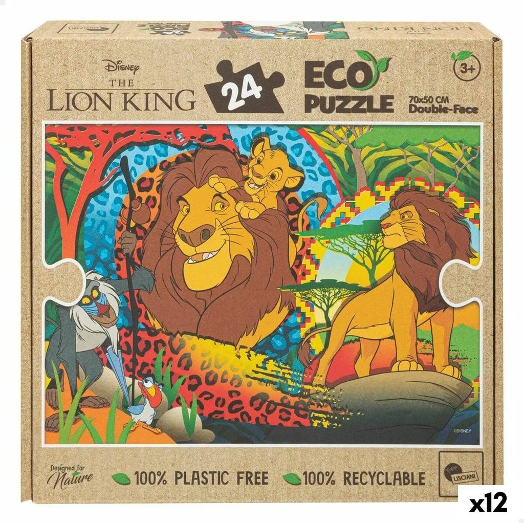Puzzle Roi Lion Incassable 24 Pièces Double Face - Grand Format 70x50cm