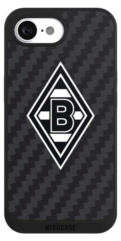 NIVOCASE Handyhülle für Apple iPhone 16e Hülle NIVOpure Case Schwarz Borussia Mönchengladbach Carbon Gladbach