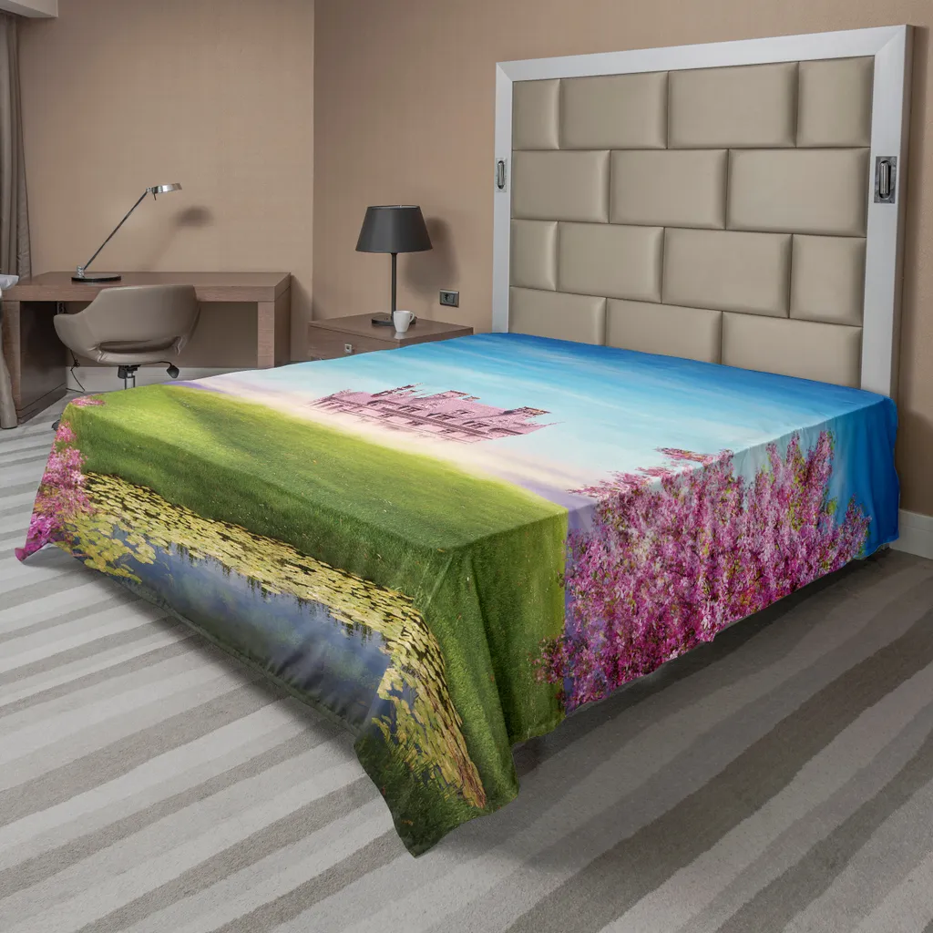 Drap de lit princesse ABAKUHAUS en microfibre douce rose et bleu 244x205cm