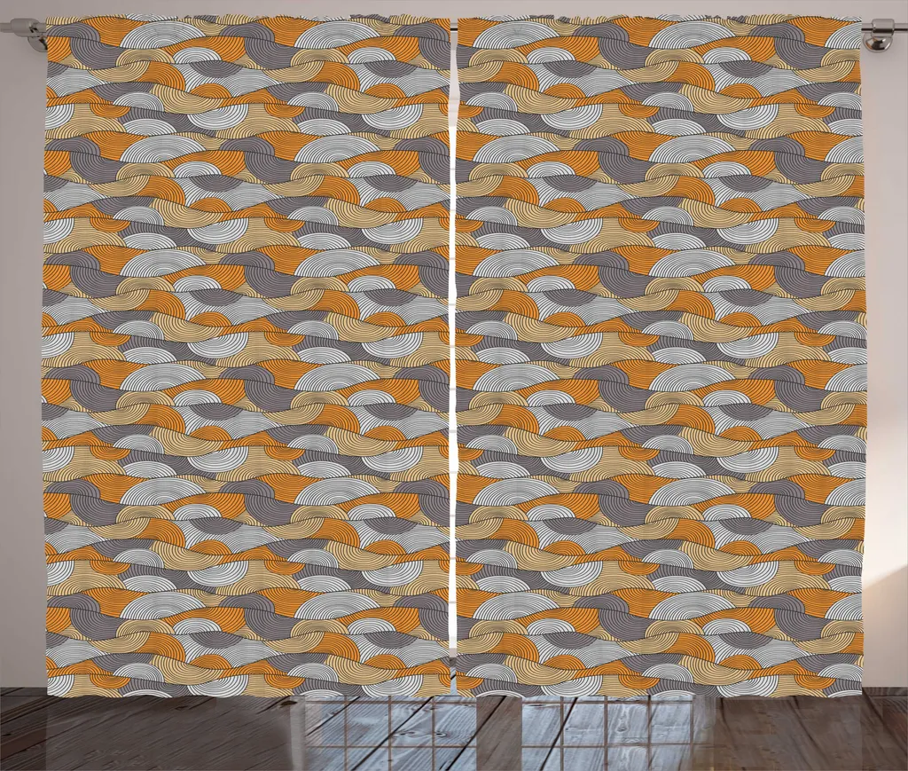 Rideau de décoration pour grand salon 280 x 225 cm à motifs ondes fluides