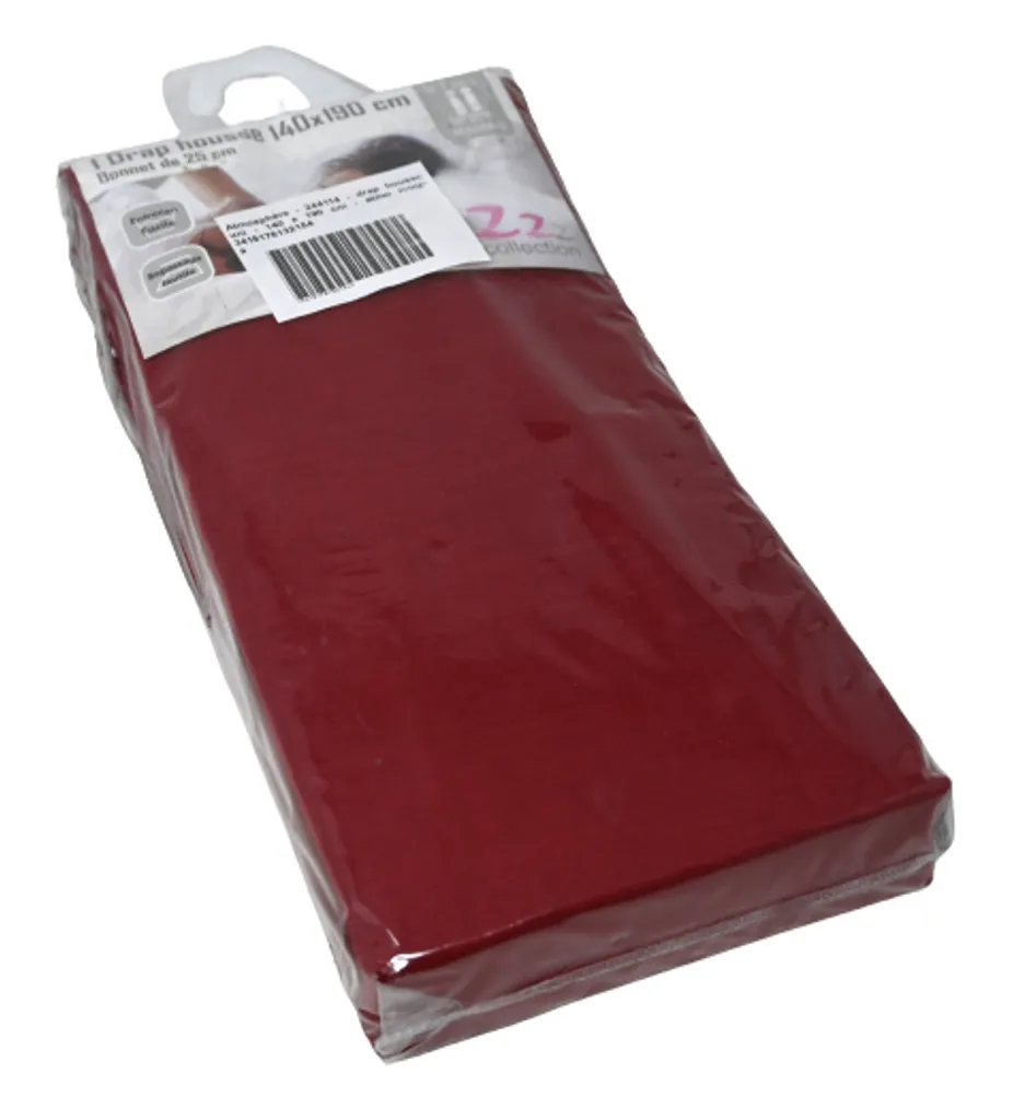Drap housse Uni 140x190 cm rouge en pur coton pour lit deux personnes