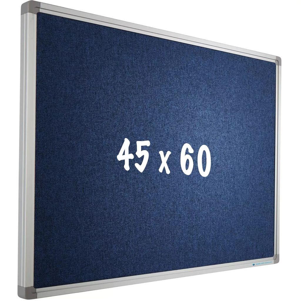 Pinnwand Camira Stoff PRO Robbins - Aluminiumrahmen - Einfache Montage - Reißzwecken - Blau - Pinnwände - 45x60cm