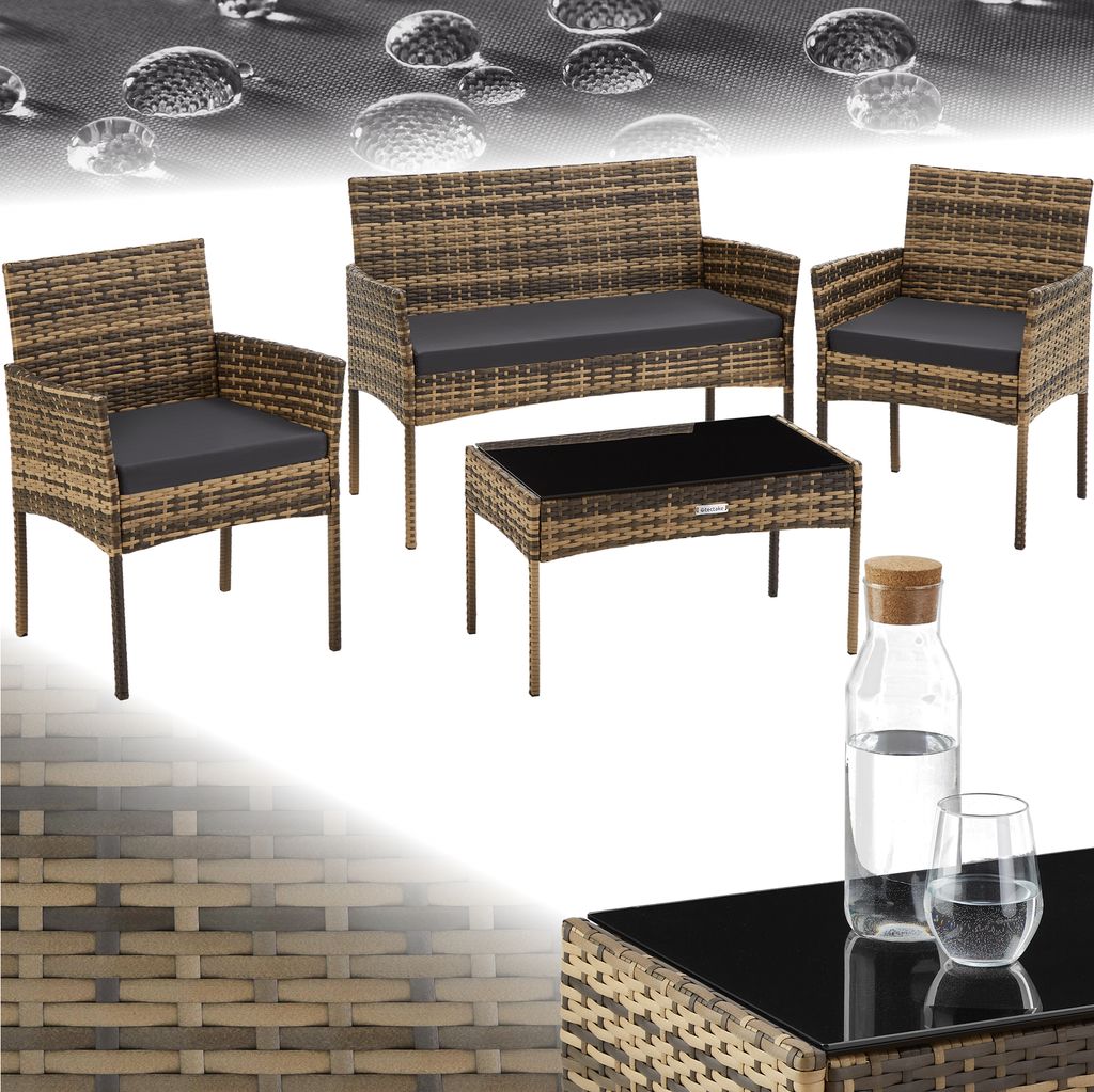 tectake® Rattan Gartenset Palese für 4 Personen Produktbild 