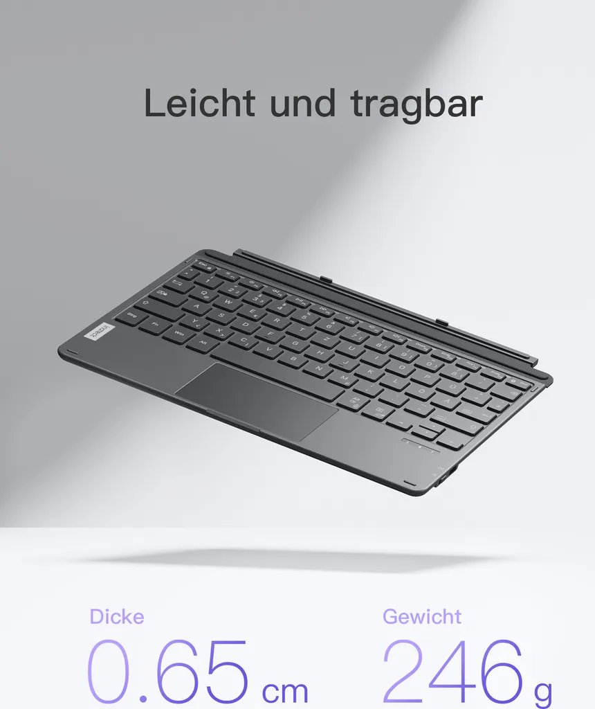 Solution de Frappe pour Surface Go 1-4 Clavier Inateck Gris Bluetooth